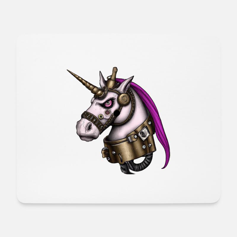 Steampunk Einhorn - Mousepad (Querformat) - Weiß