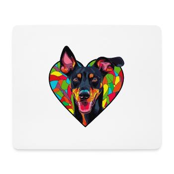 Doberman Hund Herz Liebe - Mousepad (Querformat) - Weiß - Vorne