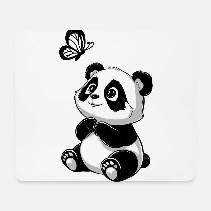 Niedlicher Panda Schmetterling für Kinder - Mousepad (Querformat) - Weiß