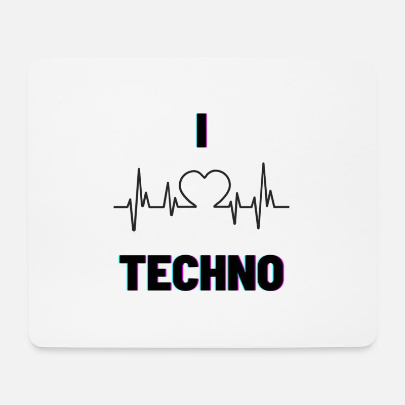 I Love Techno dark - Mousepad (Querformat) - Weiß