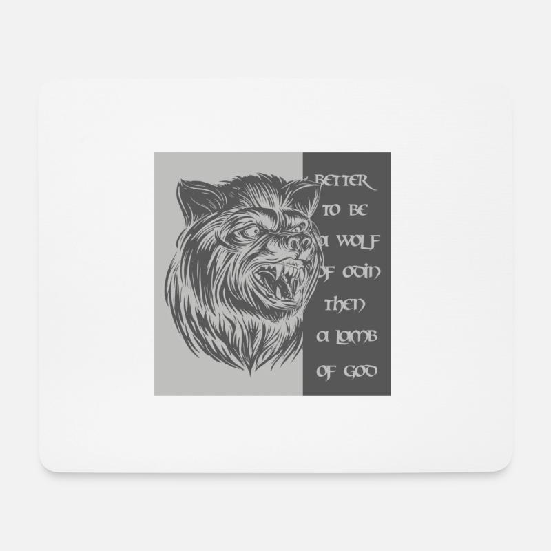 Lieber ein Wolf Odins als ein Lamm Gottes - Mousepad (Querformat) - Weiß