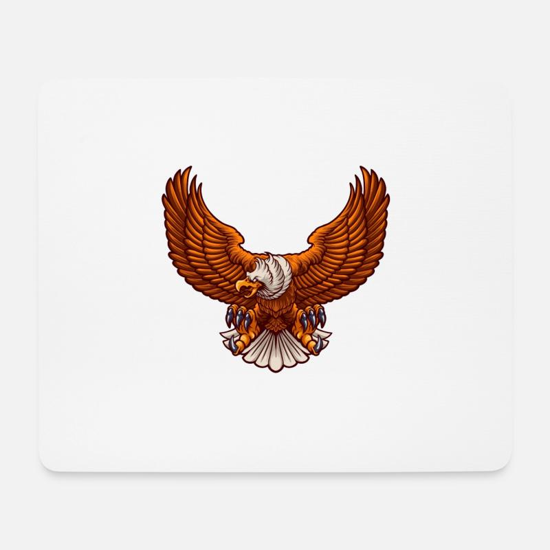 Adler fliegt und greift mit Krallen - Mousepad (Querformat) - Weiß