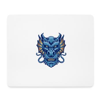 Blue angry dragon head logo - Mouse Pad (horizontal) - white - Front
