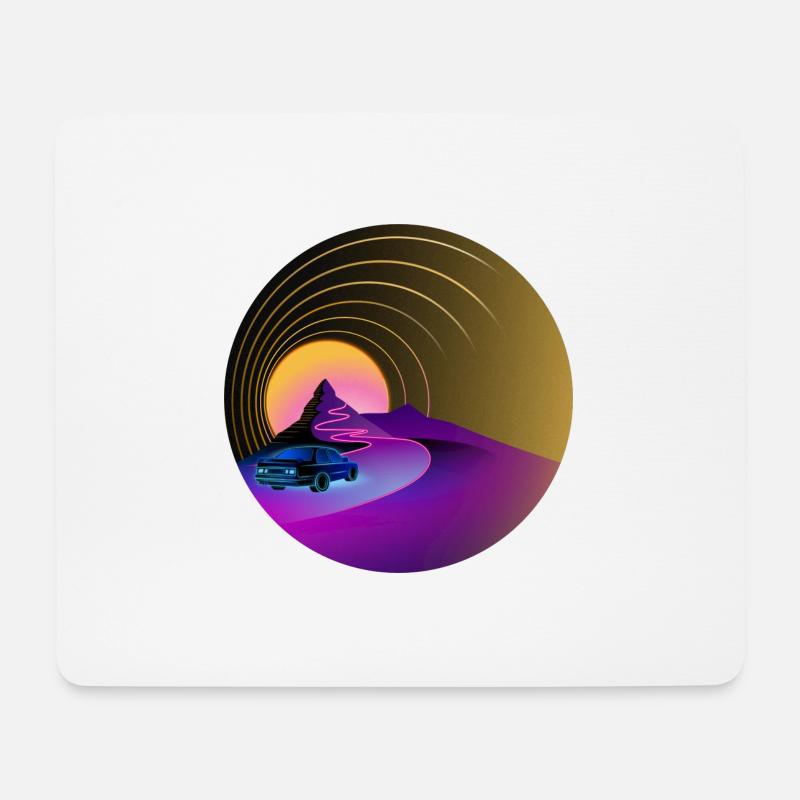 E30 - Retro - Synthwave - Style - Mousepad (Querformat) - Weiß