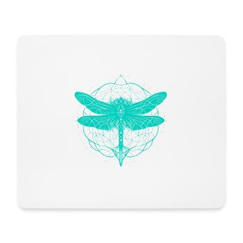 Libellule avec ornement turquoise - Géométrie sacrée - Tapis de souris (format paysage) - blanc - Devant