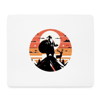 Weihnachtsmann mit Rentieren auf Bergspitze - Mousepad (Querformat) - Weiß - Vorne