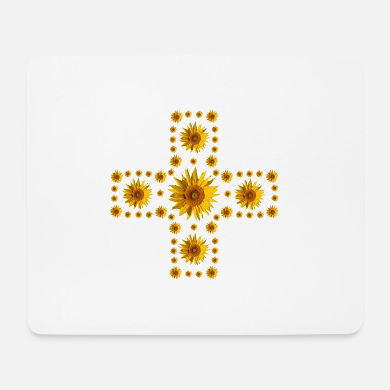 Sonnenblumen Kreuz - Mousepad (Querformat) - Weiß