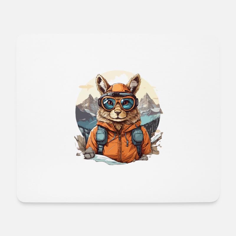 Squirrel Cool mit Skibrille in Bergen - Mousepad (Querformat) - Weiß