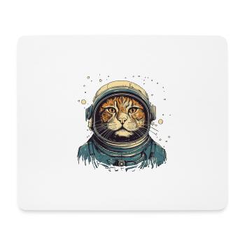 Cool cat as astronaut with suit - Mouse Pad (horizontal) - white - Front
