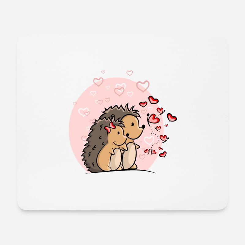 Igel Paar Liebe mit Herzen - Mousepad (Querformat) - Weiß