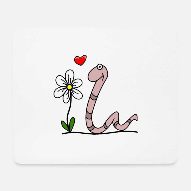 Worm with flower - Mouse Pad (horizontal) - white