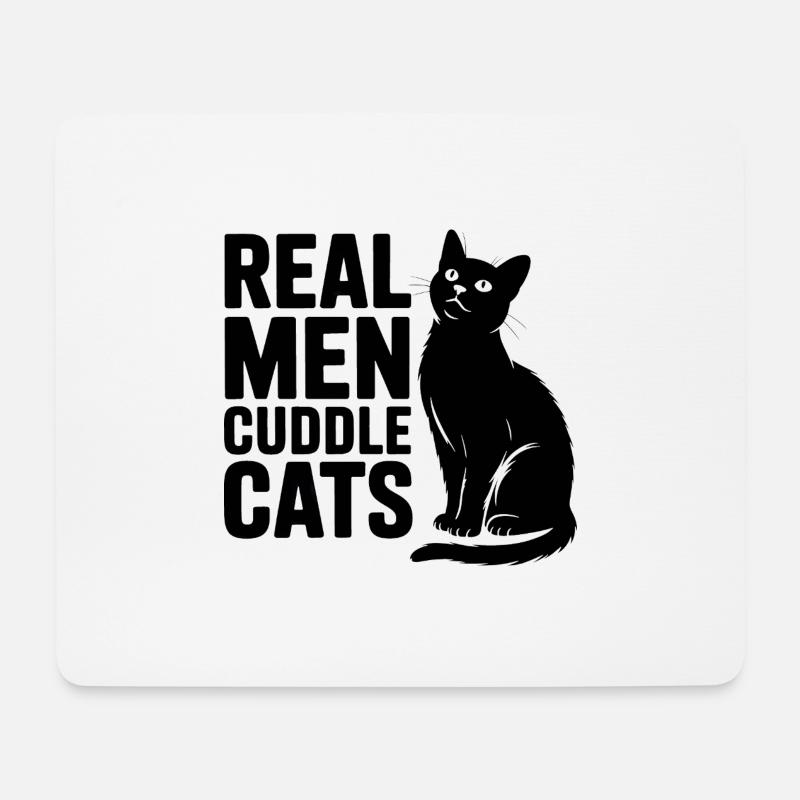 Real men cuddle cats! Cats Dad Kitten - Mouse Pad (horizontal) - white
