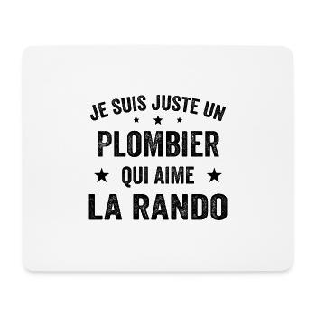 Fier d’être Plombier et Passionné de Randonnée - Tapis de souris (format paysage) - blanc - Devant
