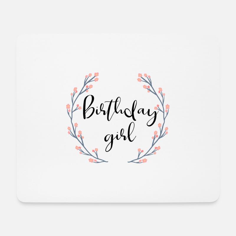 Birthday Girl - Blumenkranz - Geburtstag - Mousepad (Querformat) - Weiß