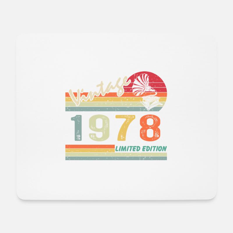 Vintage Grammophon 44. Geburtstag 1978 44 Jahre alt - Mousepad (Querformat) - Weiß