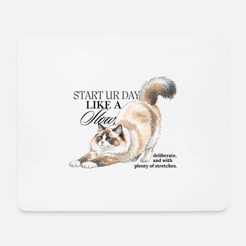 Illustration de l’étirement Cream Cat - Tapis de souris (format paysage) - blanc