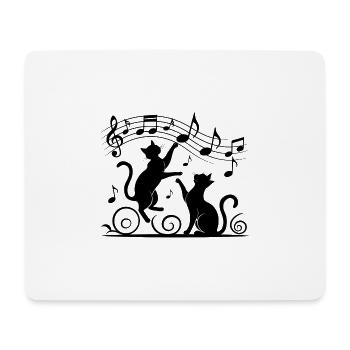 Motif chats noirs jouant avec note de musique - Tapis de souris (format paysage) - blanc - Devant