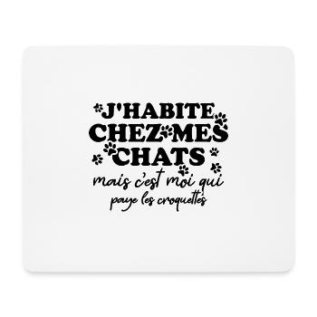 J'habite chez mes chats - Tapis de souris (format paysage) - blanc - Devant