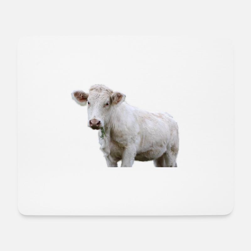 Kuh - Mousepad (Querformat) - Weiß
