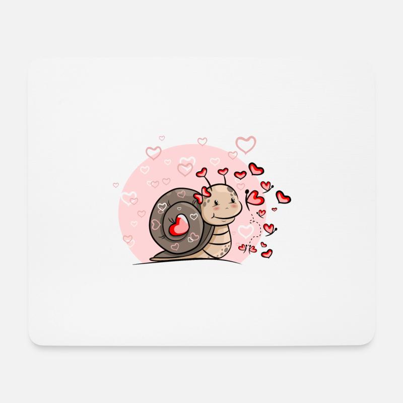 Schnecke mit Herzen - Mousepad (Querformat) - Weiß