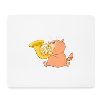Katze spielt Musik - Mousepad (Querformat) - Weiß - Vorne