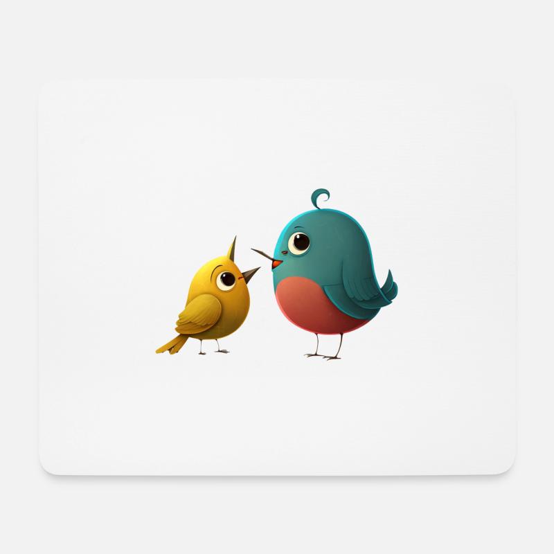 Süße Cartoon Vögel - Mousepad (Querformat) - Weiß