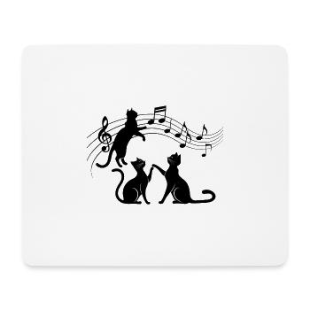 Motif chats noirs jouant avec note de musique - Tapis de souris (format paysage) - blanc - Devant