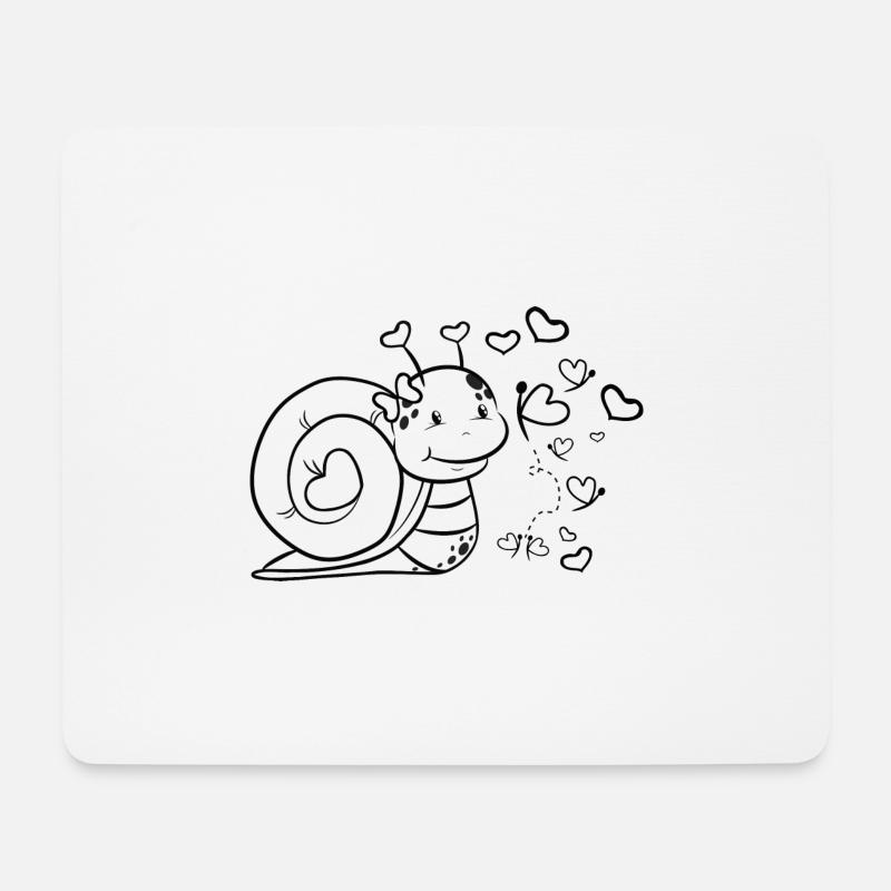 Schnecke mit Herz - Mousepad (Querformat) - Weiß