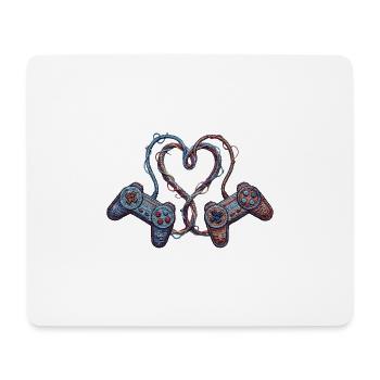 Gamer-Liebe im bestickten Look (gedruckt) - Mousepad (Querformat) - Weiß - Vorne