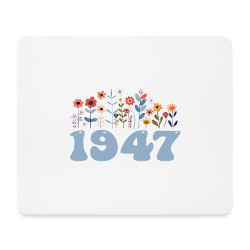 1947 Motif floral 1947 Floral thème fleurs 1947 - Tapis de souris (format paysage) - blanc - Devant