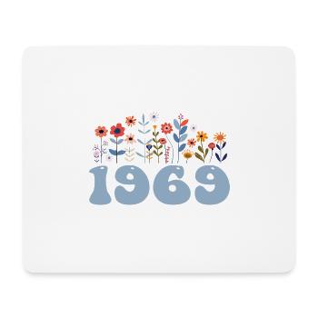 1969 Motif floral 1969 Floral thème fleurs 1969 - Tapis de souris (format paysage) - blanc - Devant