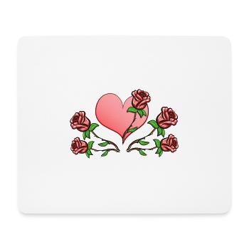 Rose Fleurs Plantes Coeur Rouge - Tapis de souris (format paysage) - blanc - Devant