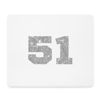 Number 51 Silver Glitter - 51st Anniversary - Mouse Pad (horizontal) - white - Front