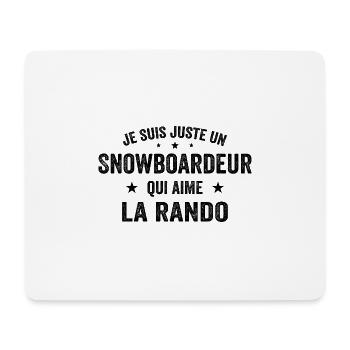 Fier d’être Snowboardeur et Passionné de Randonnée - Tapis de souris (format paysage) - blanc - Devant
