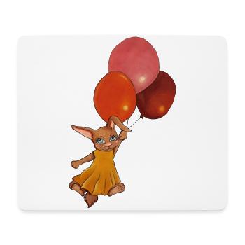 Lapin avec ballons - Tapis de souris (format paysage) - blanc - Devant
