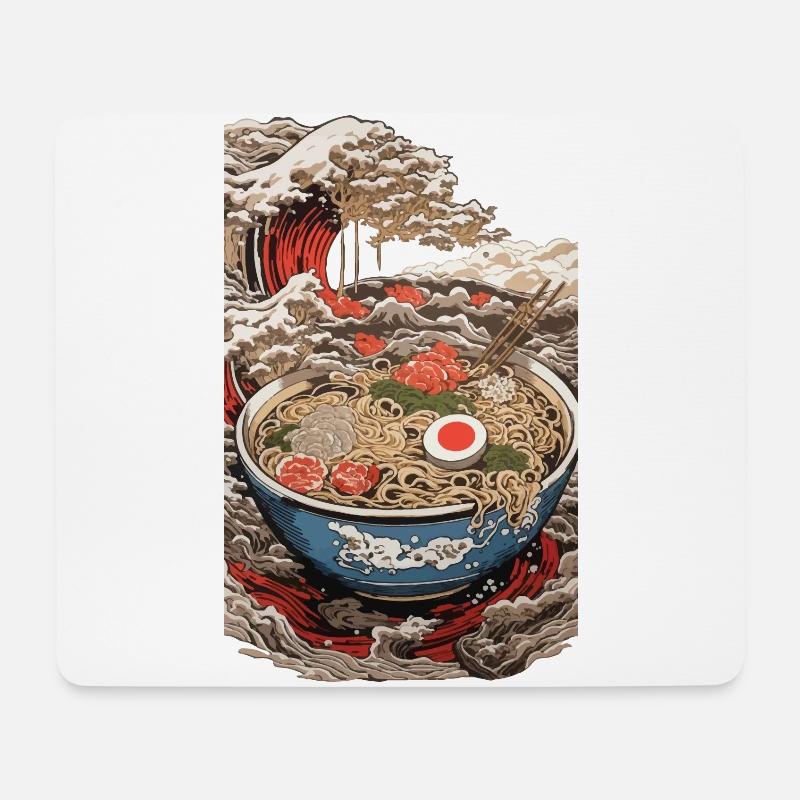 Japan Retro Ramen Ukiyo-E Tokyo Wave Kunst - Mousepad (Querformat) - Weiß