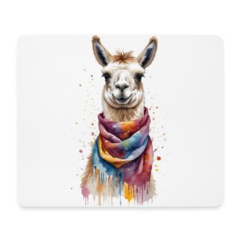 Llama in a Scarf - Andean Fashionista - Mouse Pad (horizontal) - white - Front