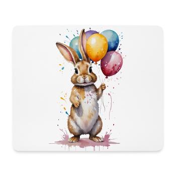 Hase mit Luftballons - Aquarell - Mousepad (Querformat) - Weiß - Vorne