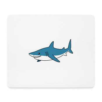 Requin Cartoon Bleu – Ami côtier - Tapis de souris (format paysage) - blanc - Devant