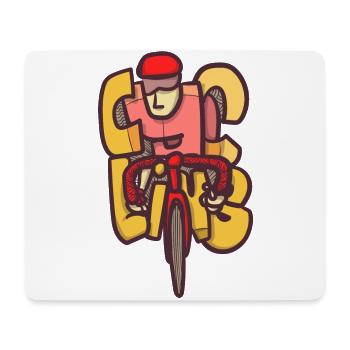 road bike cyclist inside cycling typohraphy - Mouse Pad (horizontal) - white - Front