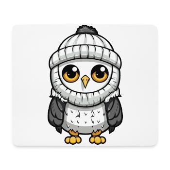 Eule Winter Comic - Mousepad (Querformat) - Weiß - Vorne