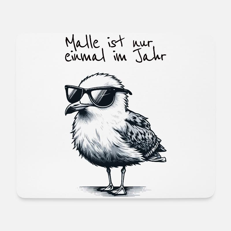 Malle ist nur einmal im Jahr Mallorca Möwe Shirt - Mousepad (Querformat) - Weiß