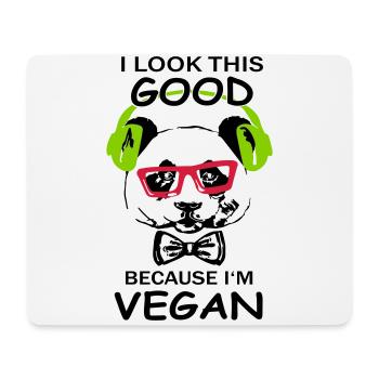 Hipster - Panda i look this good because i'm vegan - Mouse Pad (horizontal) - white - Front