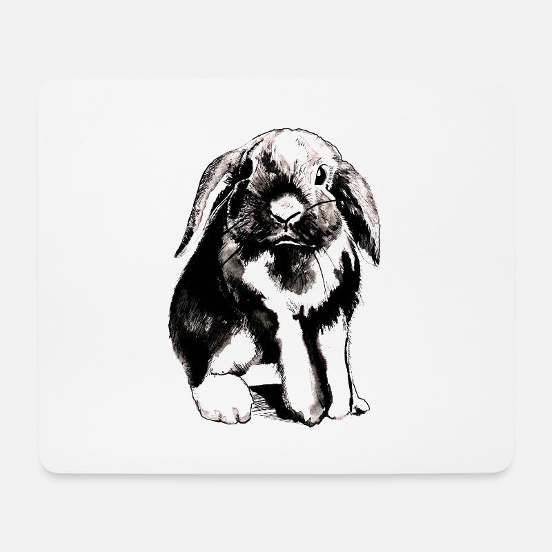 Kaninchen - Mousepad (Querformat) - Weiß