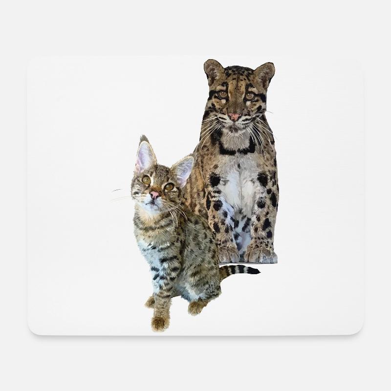 Nebelparder und Katze - Mousepad (Querformat) - Weiß