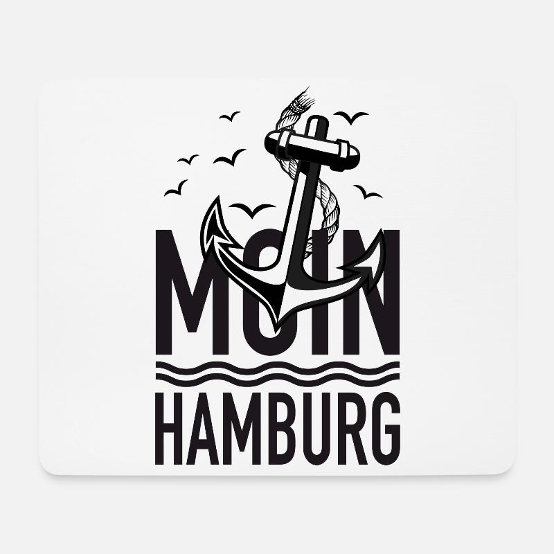 87 MOIN HAMBURG Anker Seil Möwen - Mousepad (Querformat) - Weiß