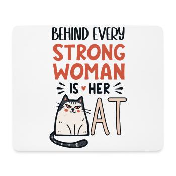 Behind every strong Woman is her Cat - Mouse Pad (horizontal) - white - Front