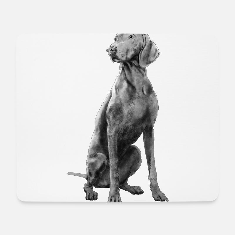 Sitzender Weimaraner Hund - Mousepad (Querformat) - Weiß