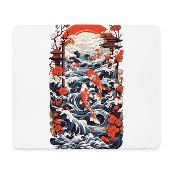 Japan Koi Retro Art Fisch Design Ukiyo-E Stil - Mousepad (Querformat) - Weiß - Vorne