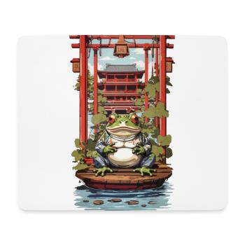 Japanese Lucky Charm Frog Aesthetic Design - Mouse Pad (horizontal) - white - Front